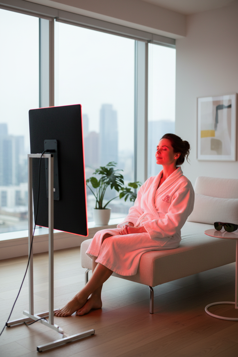 VELON Pro Red Light Therapy Panel - female lifestyle shot